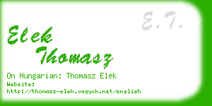 elek thomasz business card